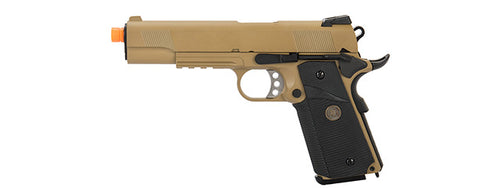 WE Tech 1911 Full Metal MEU Airsoft Gas Blowback Pistol (TAN) E008T